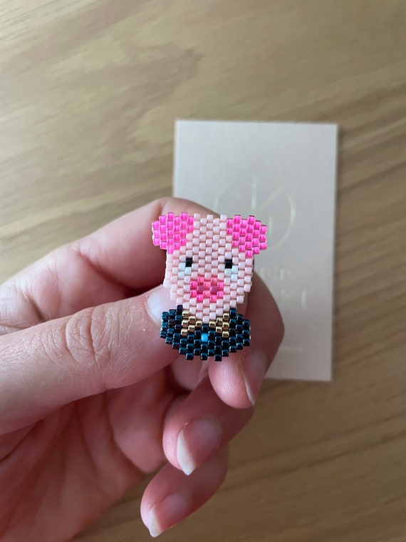 Brooch Pig in pearls - animal jewel gift