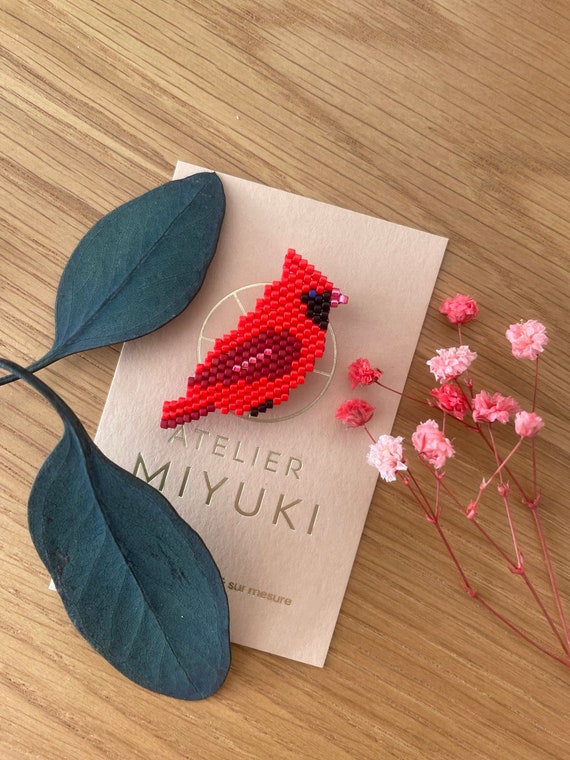 Red Cardinal Bird Brooch - Pearl Jewelry Gift