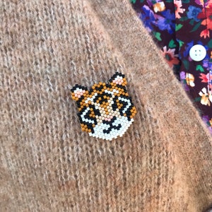 Tiger brooch / animal - gift jewel pearls