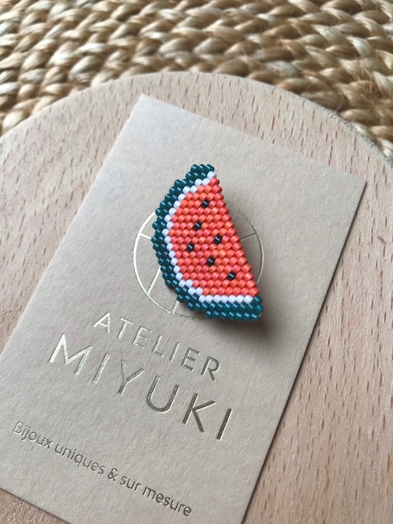 Watermelon / fruit brooch - pearl jewelry gift