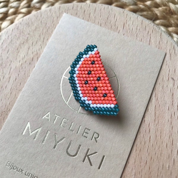 Broche Pastèque / fruit  - cadeau bijou  perles