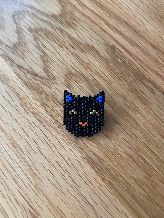 Black Cat brooch - pearl jewelry gift