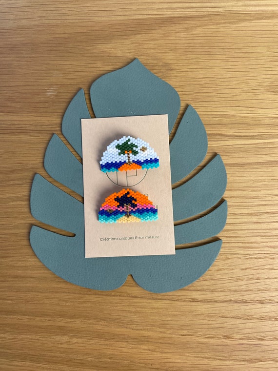 Tropical Beach Day/Night Brooch