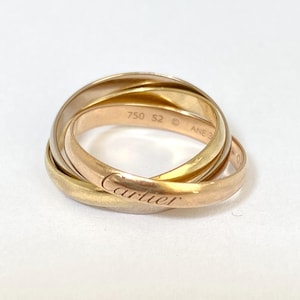 Classic, 18ct Gold Cartier, Three Tone Trinity Ring.  Size 52, 5g