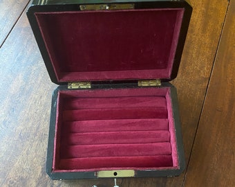 Large, Vintage, Ebony and Brass Multi Ring Box