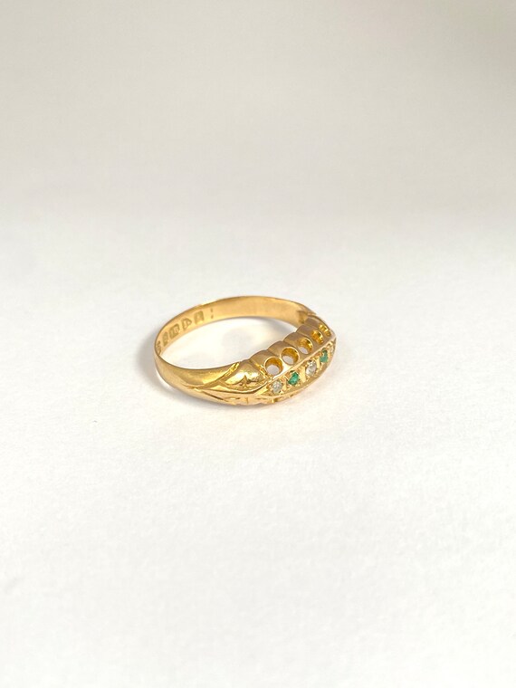 Antique, Edwardian, 18ct Gold Emerald and Diamond… - image 6