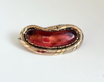 Victorian, 9ct Gold Ouroboros Crystal Locket Brooch
