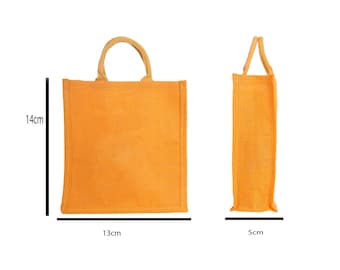 Orange Jute Tote Bag with Ganesha Print | Eco Friendly Reusable Shopping  | Handmade Gift  | Wedding Return Gift