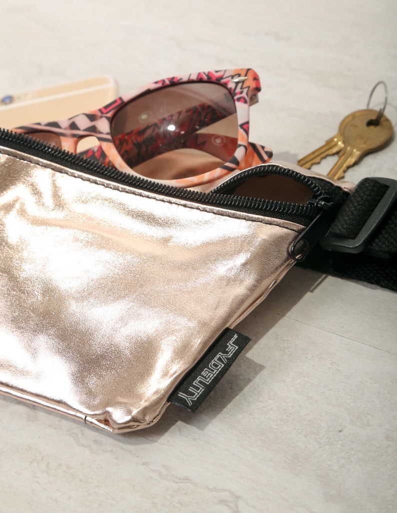 FYDELITY Ultra-Slim Fanny Pack Bum Bags METALLIC Rose Gold