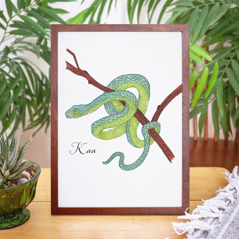 The Jungle Book Art Print Kaa A4 Print Jungle Bedroom Decor Jungle Book ...
