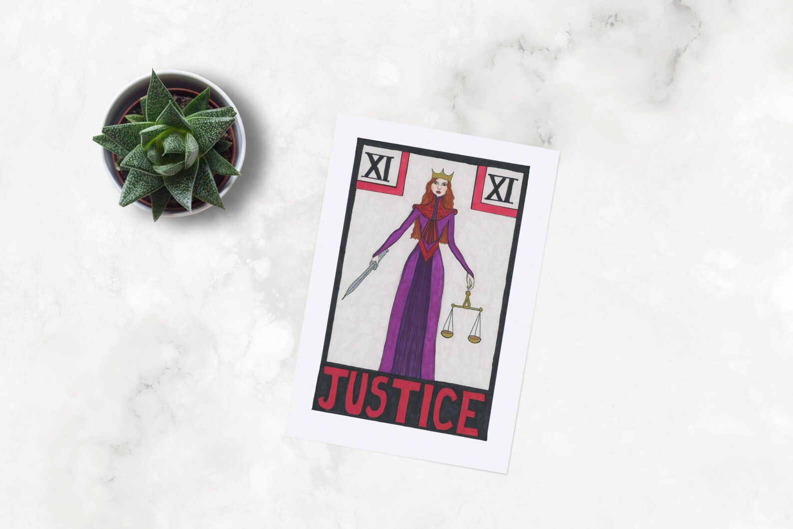 Justice Tarot A4 Print Tarot Card Art Inktober Justice - Etsy UK