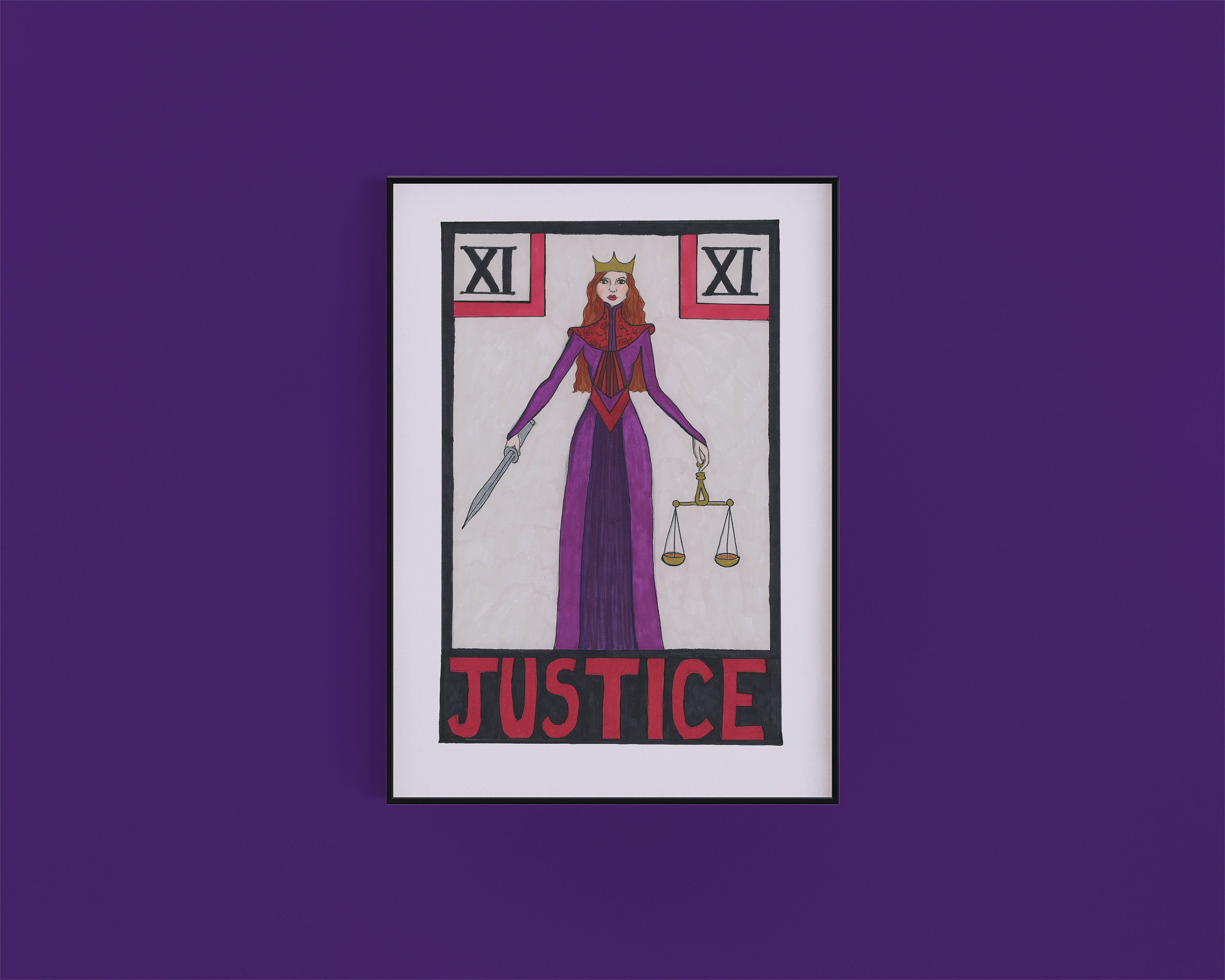Justice Tarot A4 Print Tarot Card Art Inktober Justice | Etsy