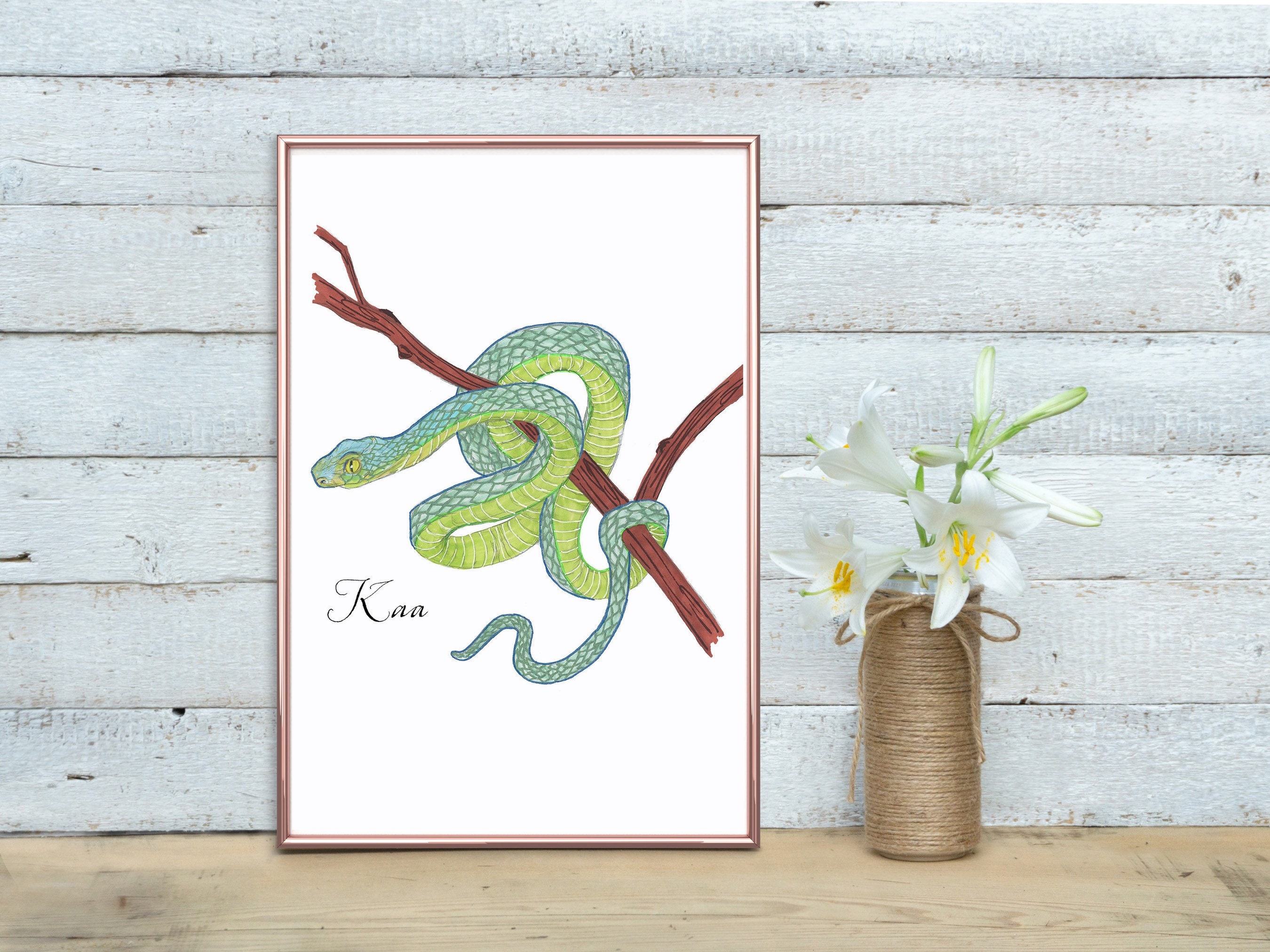 The Jungle Book Art Print Kaa A4 Print Jungle Bedroom Decor Jungle Book ...