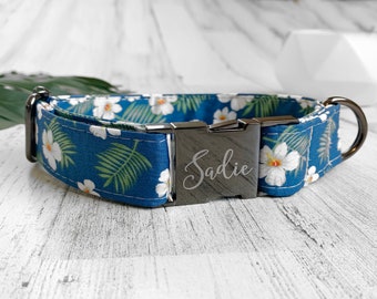 Hibiscus Floral Dog Collar 1 inch or 1.5 inch wide Hawaiian