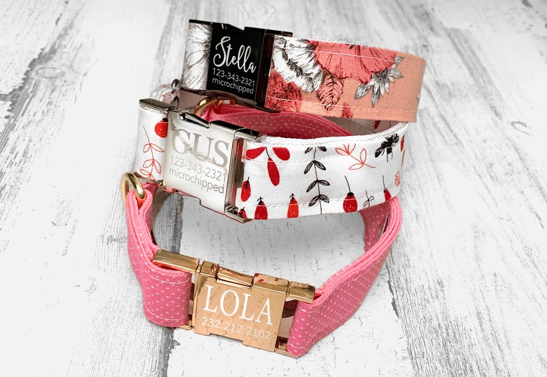 Personalized Laser Engraved Metal Buckle Dog Collar Boho Etsy