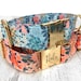 Personalized Dog Collars, Laser Engraved Metal Summer Wild Floral Wide Dog Collar, Quick Release Buckle, Spring, Whimsical 