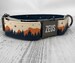 Personalized Mountain Landscape Dog Collar w/ Metal Buckle, HAND MADE, Colorful Gradient Illustration, Pink and Orange, Boy and Girl. 