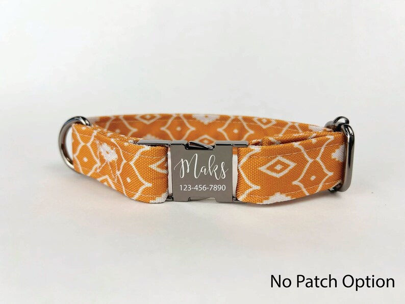 Personalized Dog Collar, With Leather Patch, Boho Pattern, Laser Engraved, Quick Release Buckle zdjęcie 7