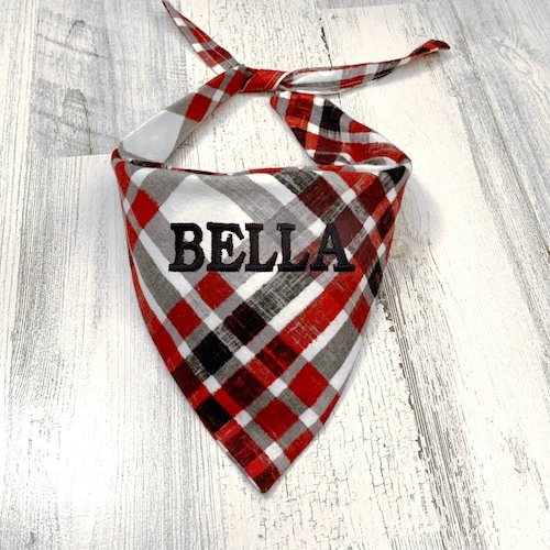 Personalized Embroidered Premium Plaid Dog Bandana Soft Pet Etsy