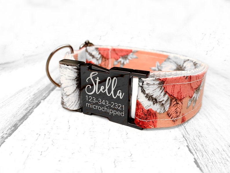 Personalized Laser Engraved Metal Buckle Dog Collar Boho Etsy