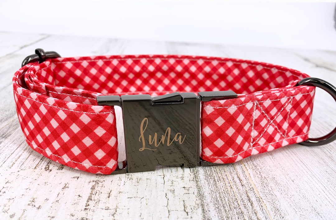 Strawberry Dog Collar, Personalized Laser Engraved Fruit, Quick Release