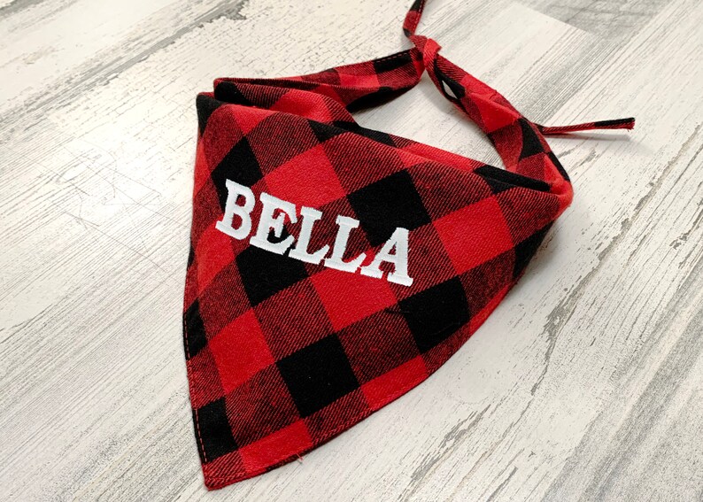 Personalized Embroidered Premium Plaid Dog Bandana Soft Pet Etsy