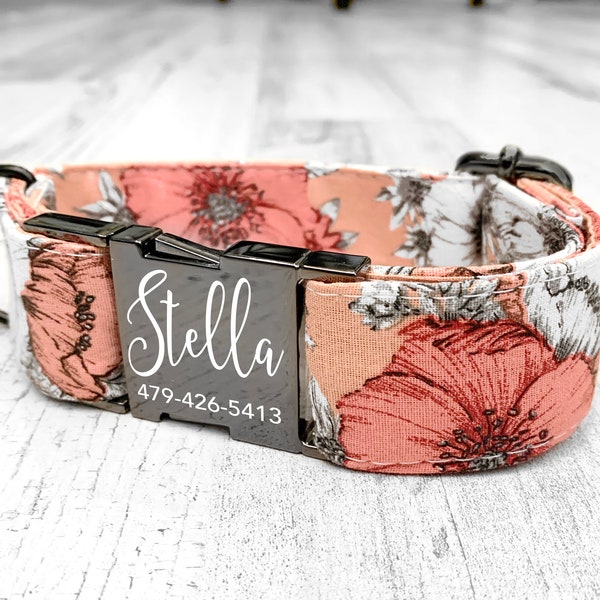 Personalized Dog Collar, Laser Engraved Metal Buckle Wedding Collar, Quick Release Buckle, Boho Cotton Voile Styles, Designer Collar