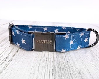 Personalized American Flag Dog Collar, USA Flag, July 4th, Independence day, Laser Engraved