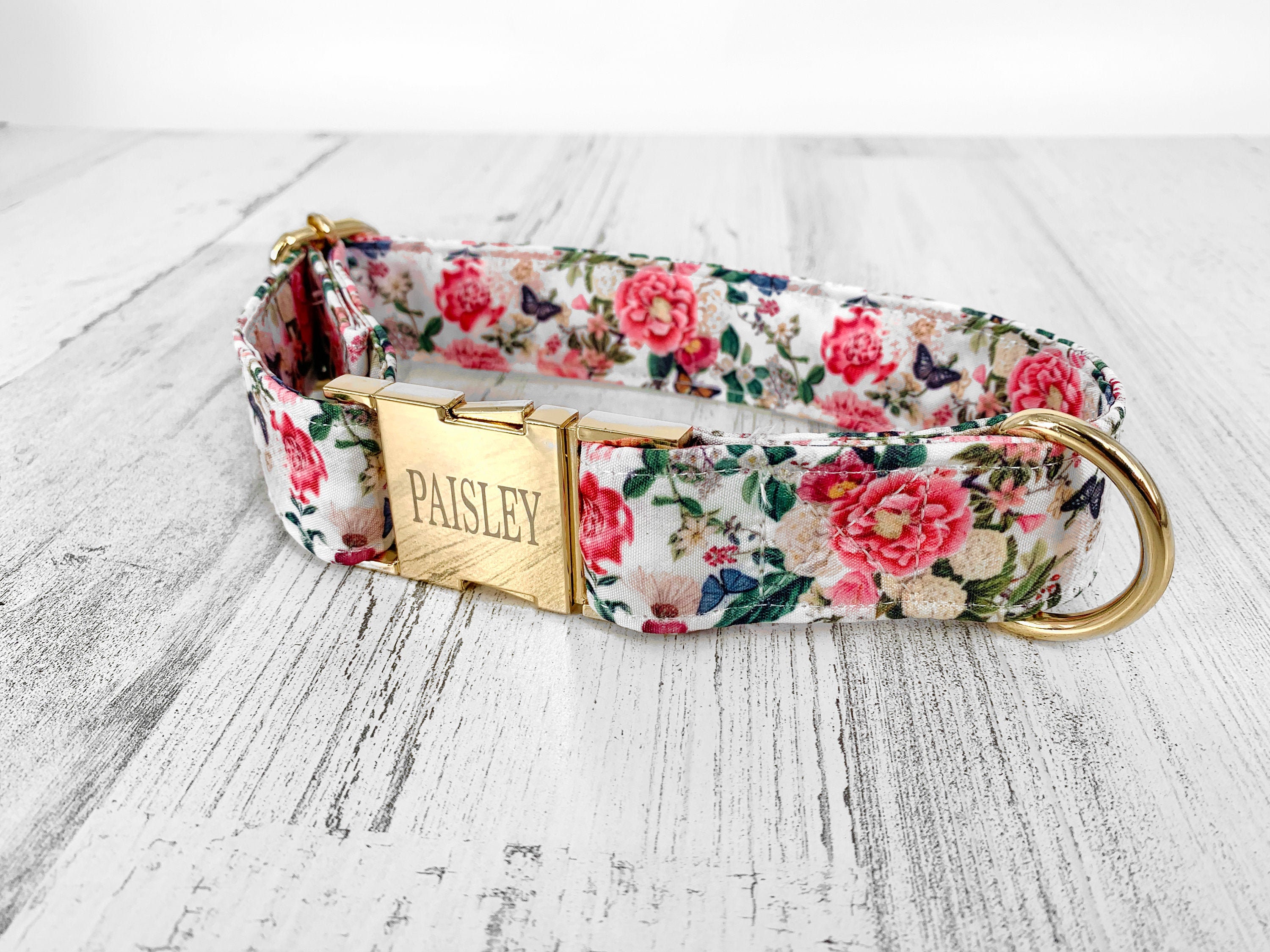 Personalized Dog Collars Laser Engraved Metal White Whimsical Etsy