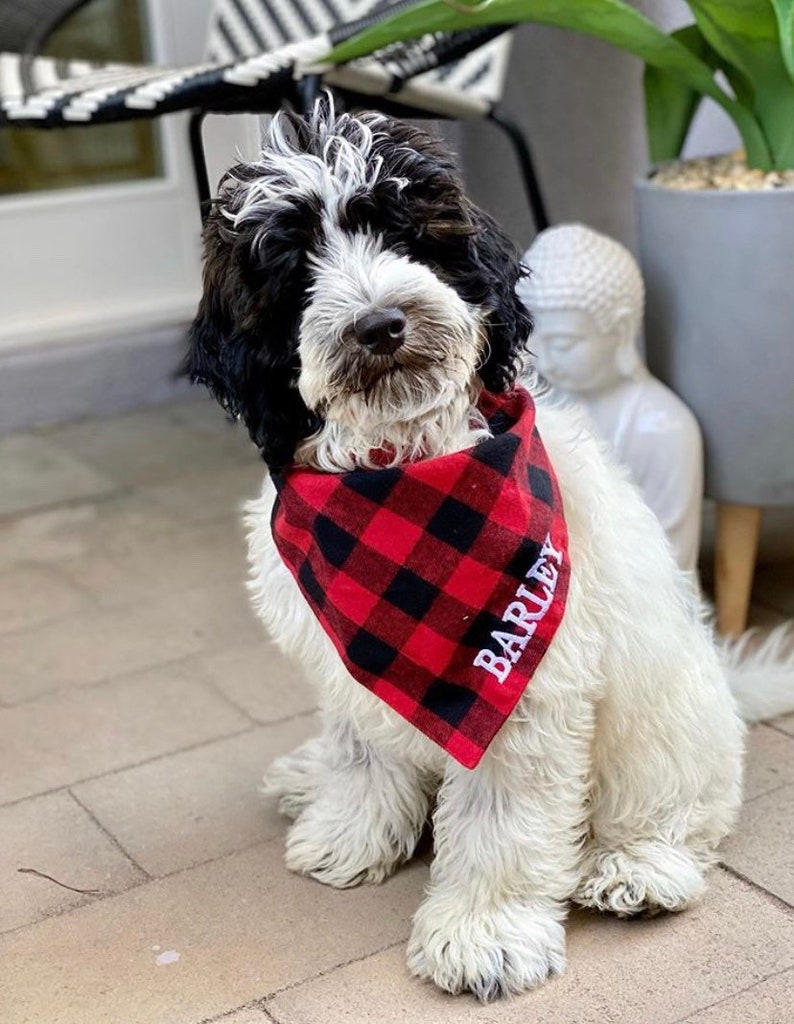 Personalized Embroidered Premium Lumberjack Plaid Dog Bandana Etsy UK
