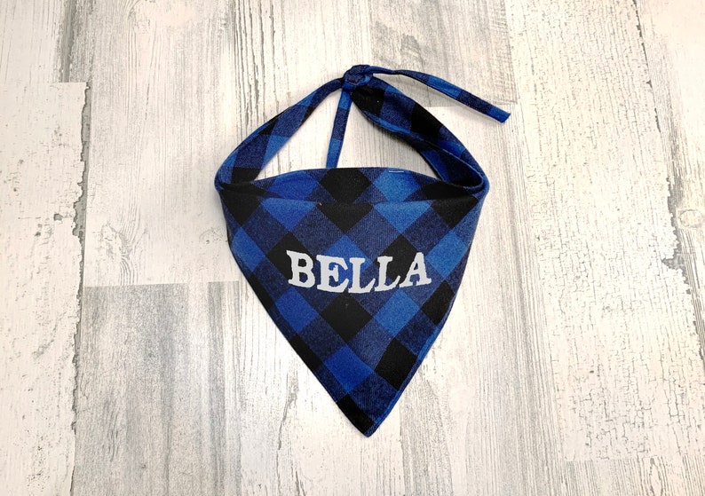 Personalized Embroidered Premium Plaid Dog Bandana Soft Pet Etsy