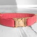 1 Inch Width Personalized Dog Collar, Laser Engraved Metal Quick Release Buckle, Pink Cotton Voile Styles, Designer Collar DDC03 