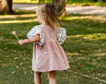 Little Girls Summer Dress, Casual Girl Dress With Wide Sleeves, Simple Baby Floral Dress, 1st Birthday Girl Summer Dress