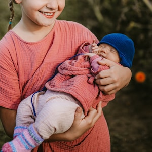 Conjunto de muselina para recién nacidos, conjunto de bebé de muselina envolvente de manga larga, conjunto de pantalones y top de muselina para bebés unisex, ropa neutra para bebés imagen 3