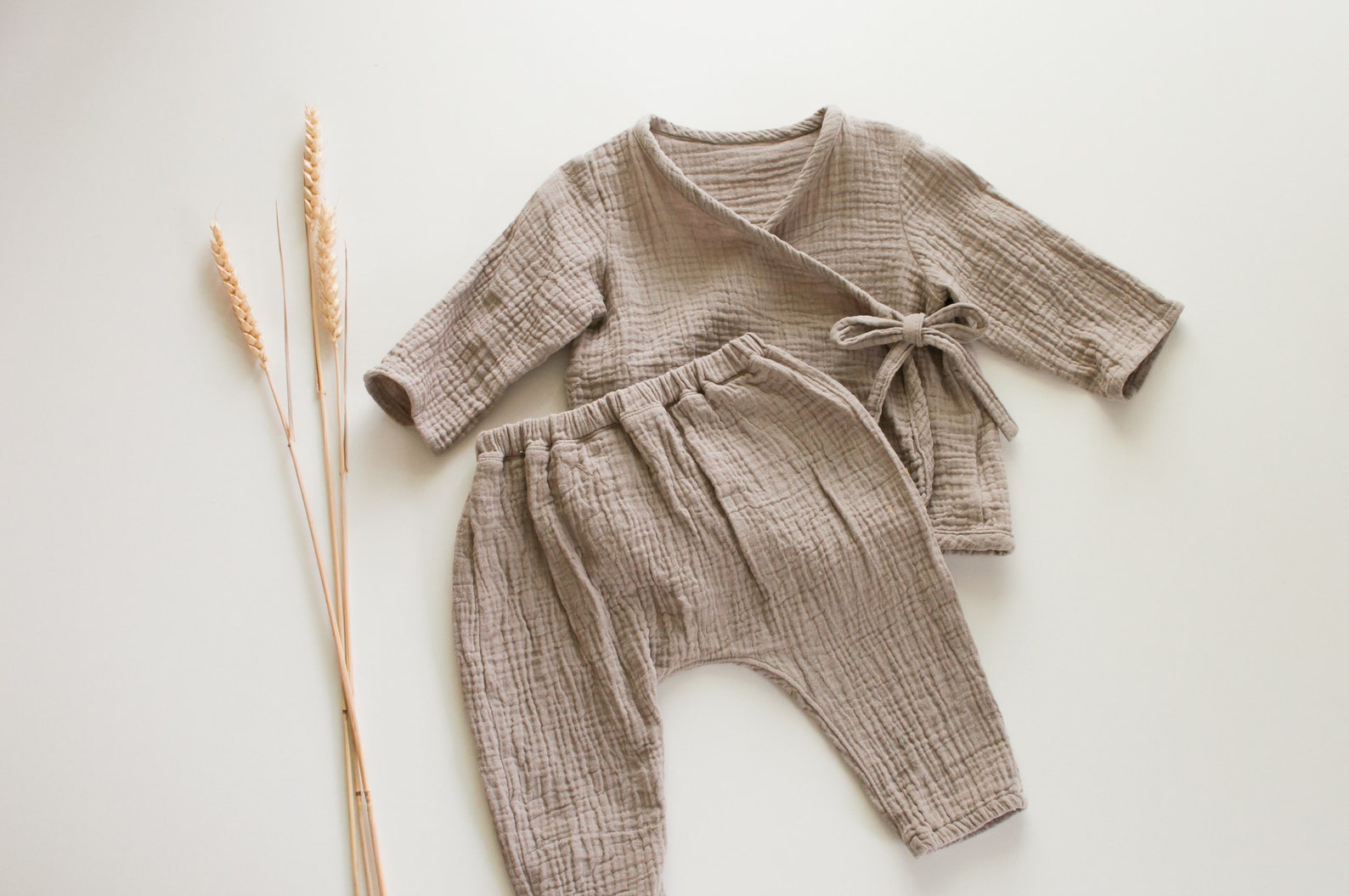 Newborn Muslin Set Long Sleeve Wrap Muslin Baby Set Unisex Etsy