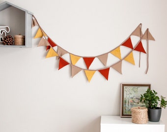 Cotton Bunting Wall Decor, Fabric Bunting Banner, Nursery Wall Hanging, Muslin Flag Garland For Baby, Nursery Decorations