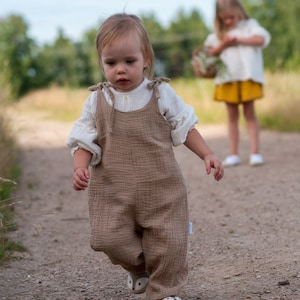 Cotton Baby Spring Romper, Baby Muslin Overalls, Unisex Baby Romper, Boho Toddler Clothes
