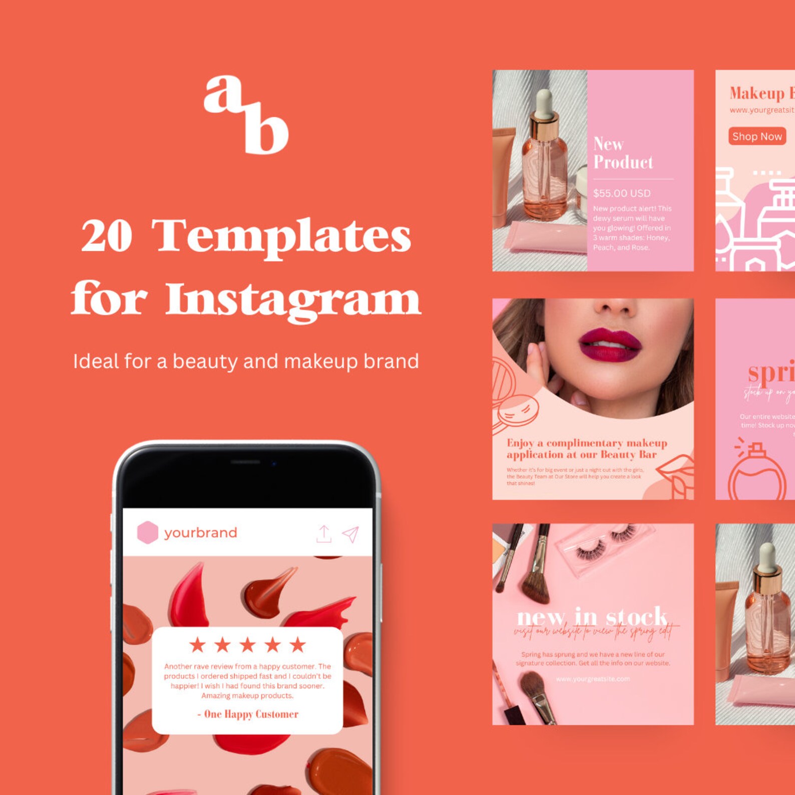 Beauty and Makeup Brand Social Media Templates | Cute Canva Post ...