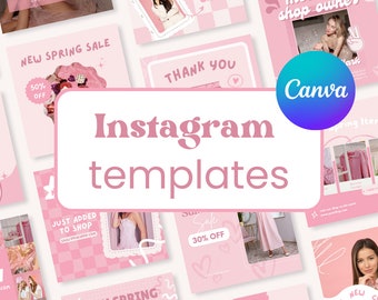 Cute Pink Instagram Templates for Clothing Shop | Pink Canva Templates for Social Media | Clothing Shop Instagram Templates | THE SWEET PACK