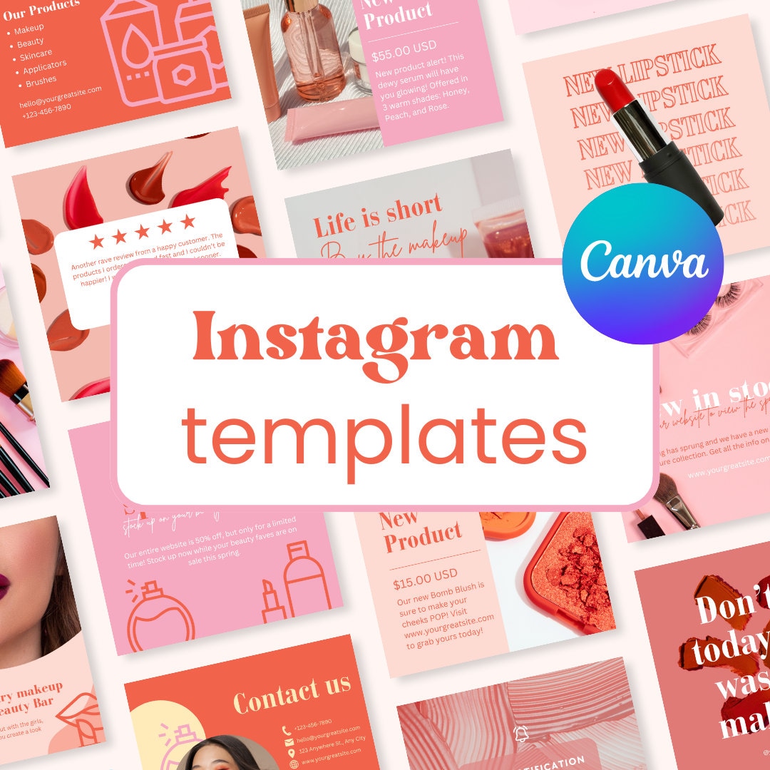 Beauty and Makeup Brand Social Media Templates | Cute Canva Post ...