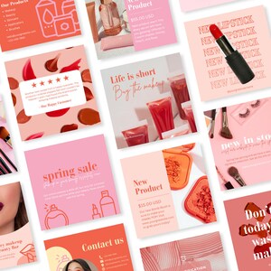 Beauty and Makeup Brand Social Media Templates | Cute Canva Post ...