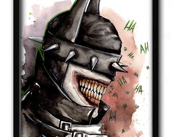 Bat Who Laughs Kunstdruck, Sammler Kunstwerk, Sci-Fi Comics, Aquarell Joker