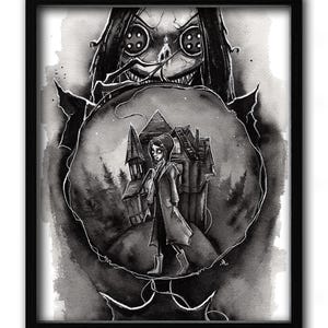 Coraline Other Mother Print, Gothic Gifts, Spooky Art Prints, Halloween Lover, Fan Artwork image 1