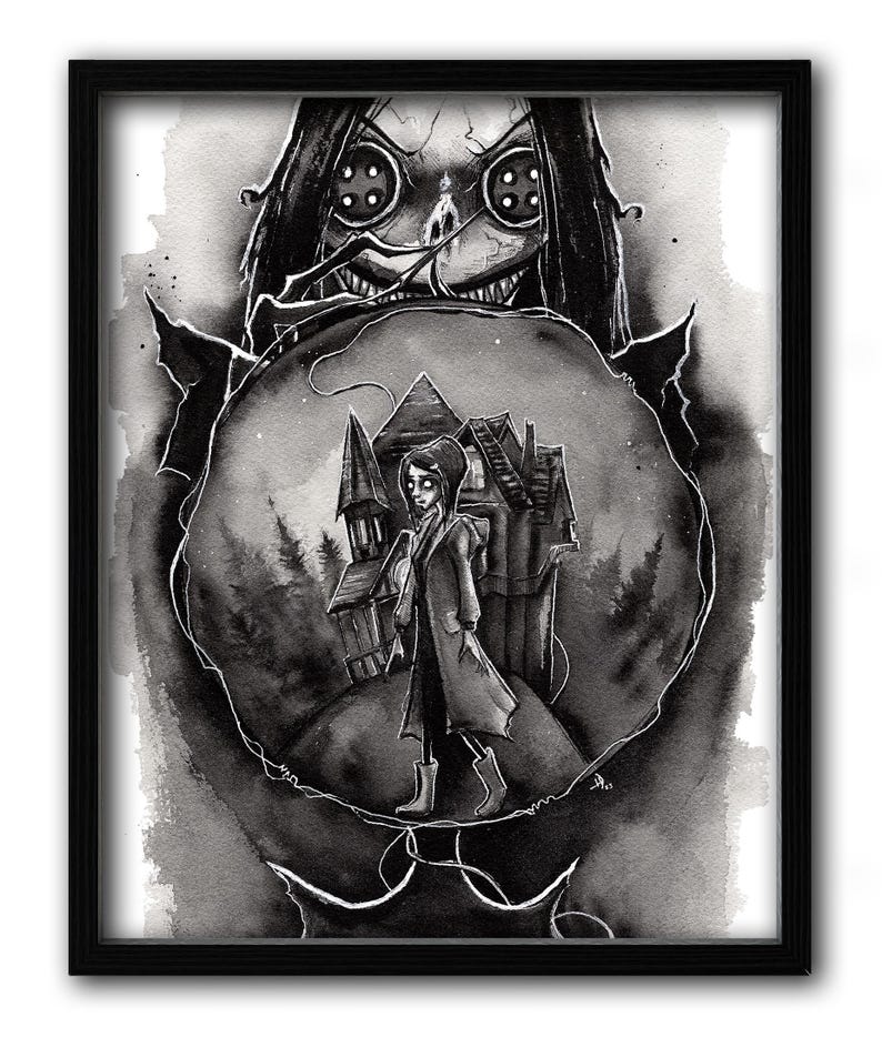 Coraline Other Mother Print, Gothic Gifts, Spooky Art Prints, Halloween Lover, Fan Artwork image 1