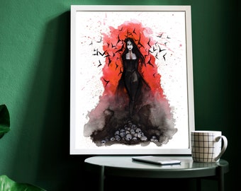 Vampire Painting Print, Dark Artwork, Horror Wall Decor, Ink Art Prints, Gothic Aesthetic