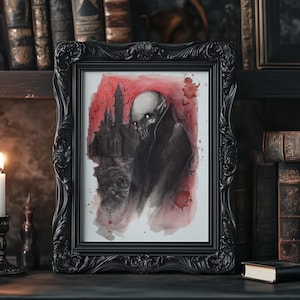 Nosferatu Print , Horror Artwork, Dracula Painting, Dark Art, Spooky Prints, Vampire Decor