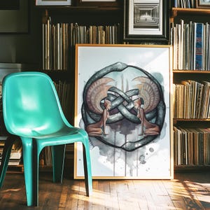 Never-Ending Print, Watercolor Art, Oren, Fantasy Artwork, Dark Aesthetic, 80s Movies, Nostalgia Painting