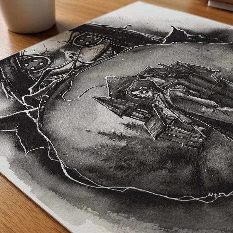Coraline Other Mother Print, Gothic Gifts, Spooky Art Prints, Halloween Lover, Fan Artwork image 2