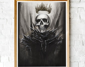 Emperor Tarot Art Print, Divination, Expressive Artwork, Spooky Paintings, Dark Aesthetic