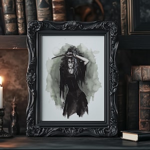 Bellatrix Art Print, Harry Potter Prints, Watercolor Artwork, Ink Illustrations, Death Eaters, Hogwarts Decor